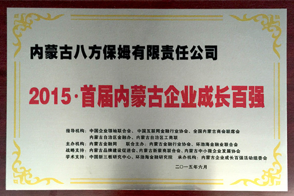 2015屆內蒙古企業成長百強